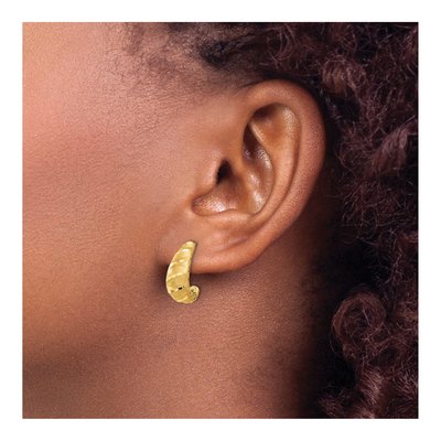 14K Yellow Gold 12mm J- Hoop Earrings – view 3