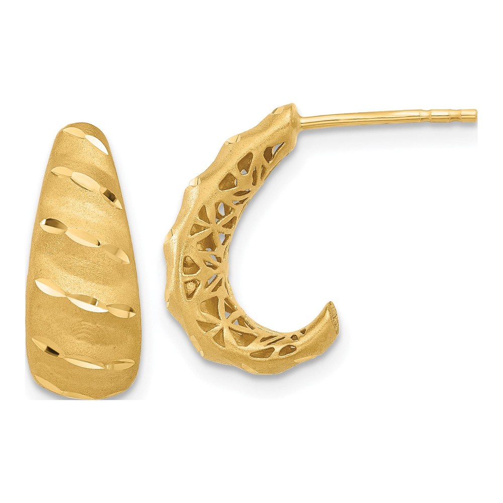 14K Yellow Gold 12mm J- Hoop Earrings