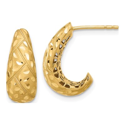 14K Yellow Gold 17mm J- Hoop Earrings