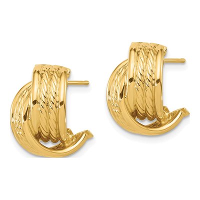 14K Yellow Gold 16mm Twisted J- Hoop Earrings – view 2