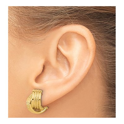 14K Yellow Gold 16mm Twisted J- Hoop Earrings – view 3