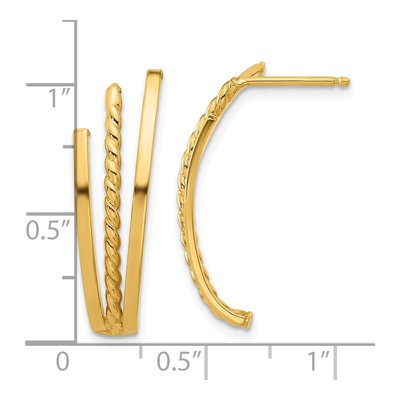 14K Yellow Gold 26mm Twist J- Hoop Earrings – view 4