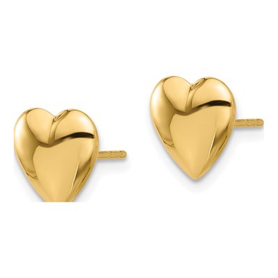 14K Yellow Gold Puffed Heart Post Earrings – view 2