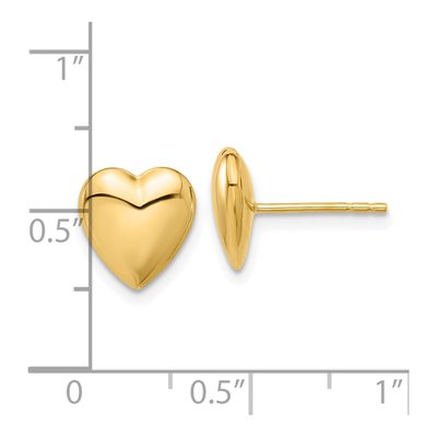 14K Yellow Gold Puffed Heart Post Earrings – view 4