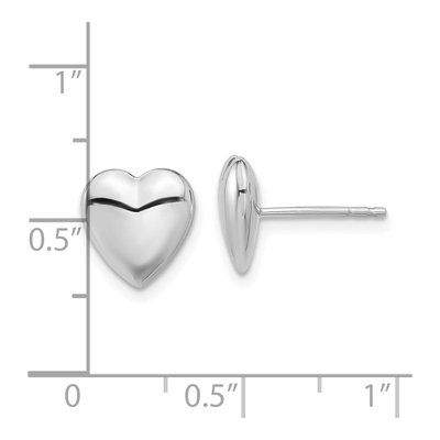 14K White Gold Puffed Heart Stud Earrings – view 4