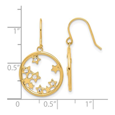 14K Yellow Gold Star Circle Dangle Earrings – view 4