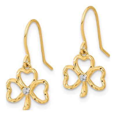 14K Yellow Gold Clover French Hook Dangle Earrings – view 2