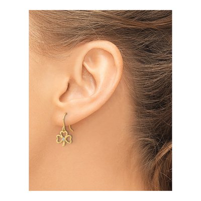 14K Yellow Gold Clover French Hook Dangle Earrings – view 3
