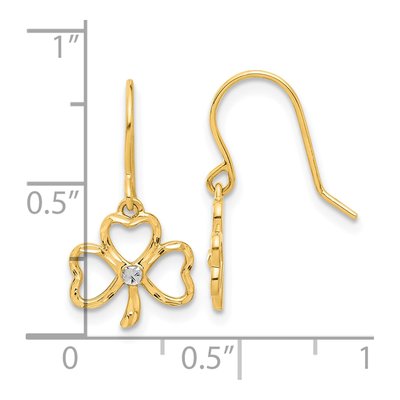 14K Yellow Gold Clover French Hook Dangle Earrings – view 4