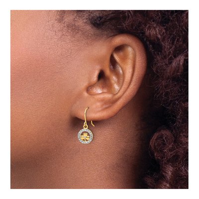 14K Yellow Gold Clover Circle Dangle Earrings – view 3