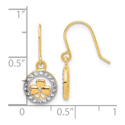14K Yellow Gold Clover Circle Dangle Earrings – view 4