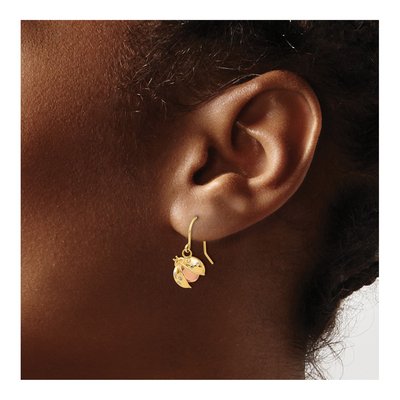 14K Yellow Gold Diamond-Cut Ladybug Dangle Earrings – view 3