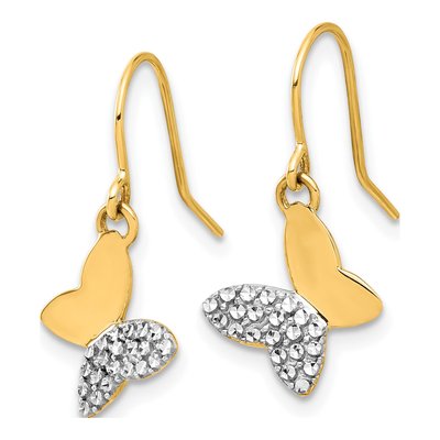 14K Yellow Gold Butterfly Dangle Earrings – view 2