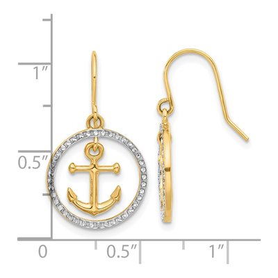 14K Yellow Gold Anchor Dangle Earrings – view 4