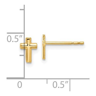 14K Yellow Gold Small Cross Stud Earrings – view 4
