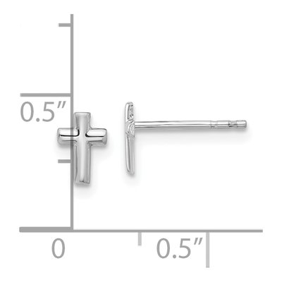14K White Gold Small Cross Stud Earrings – view 4