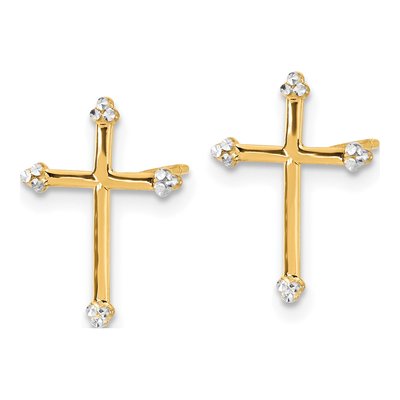 14K Yellow Gold Cross Stud Earrings – view 2