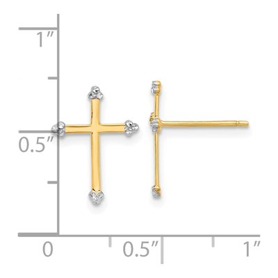 14K Yellow Gold Cross Stud Earrings – view 4