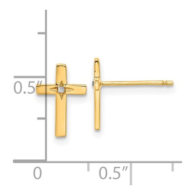 14K Yellow Gold Cross Stud Earrings – view 4