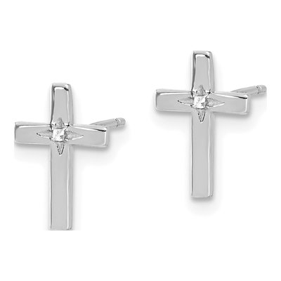 14K White Gold Cross Stud Earrings – view 2