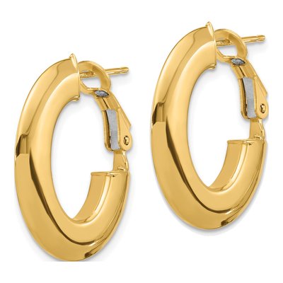14K Yellow Gold Knife-Edge Oval Hoop Earrings – view 2
