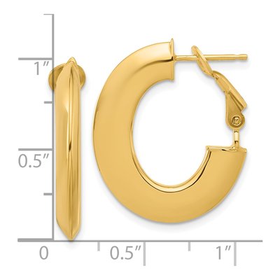 14K Yellow Gold Knife-Edge Oval Hoop Earrings – view 4