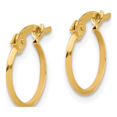 14K Yellow Gold 14mm Knife-Edge Tube Hoop Earrings – view 2
