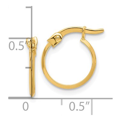 14K Yellow Gold 14mm Knife-Edge Tube Hoop Earrings – view 4
