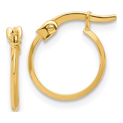14K Yellow Gold 14mm Knife-Edge Tube Hoop Earrings