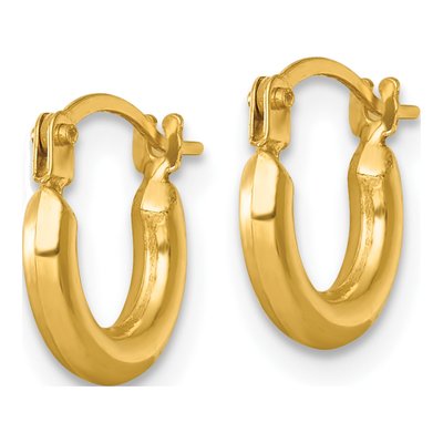 14K Yellow Gold 11mm Round Tube Hoop Earrings – view 3