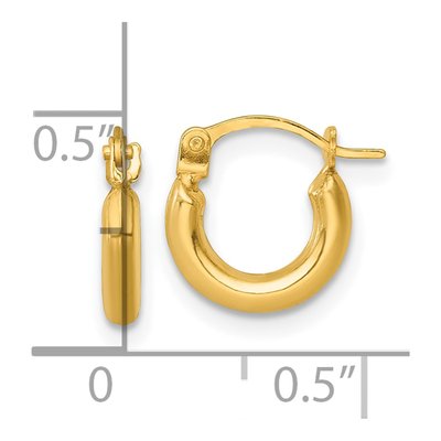 14K Yellow Gold 11mm Round Tube Hoop Earrings – view 4