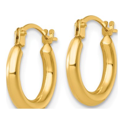 14K Yellow Gold 13mm Round Tube Hoop Earrings – view 3
