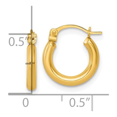 14K Yellow Gold 13mm Round Tube Hoop Earrings – view 4