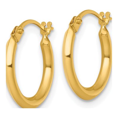 14K Yellow Gold 15mm Round Tube Hoop Earrings – view 3