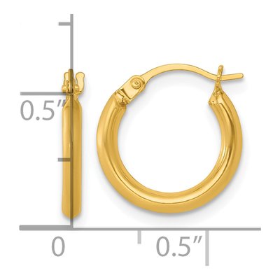 14K Yellow Gold 15mm Round Tube Hoop Earrings – view 4