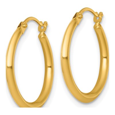 14K Yellow Gold 18mm Round Tube Hoop Earrings – view 3