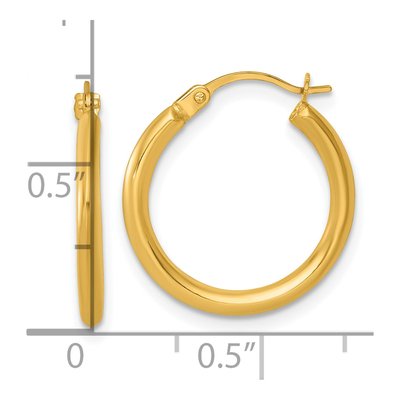 14K Yellow Gold 18mm Round Tube Hoop Earrings – view 4