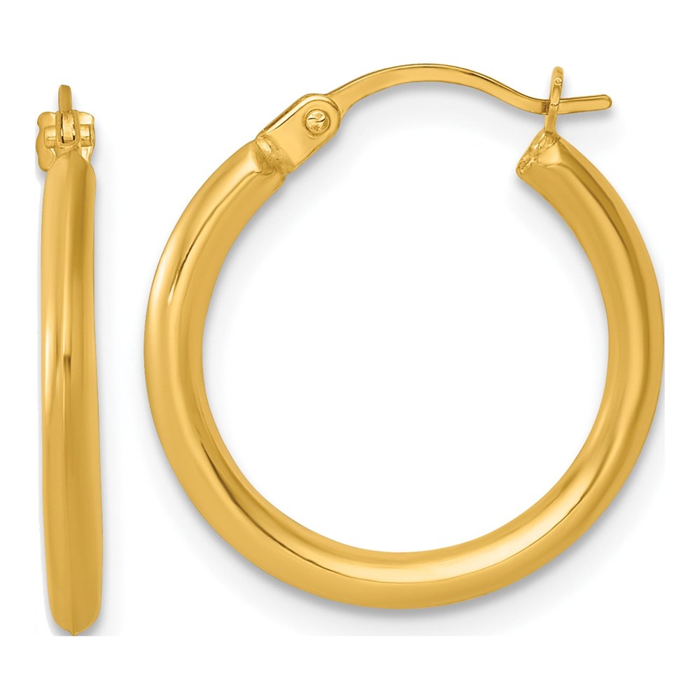 14K 2.00 X 18.00mm Polished Round Tube Hoop Earrings