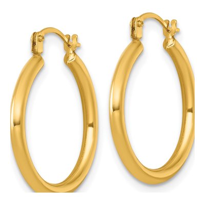 14K Yellow Gold 22mm Round Tube Hoop Earrings – view 3