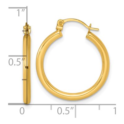 14K Yellow Gold 22mm Round Tube Hoop Earrings – view 4