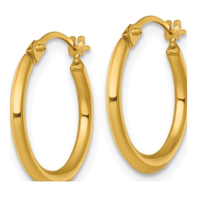 14K Yellow Gold 16mm Round Tube Hoop Earrings – view 3