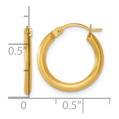 14K Yellow Gold 16mm Round Tube Hoop Earrings – view 4