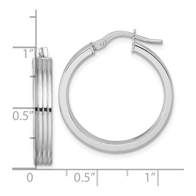 14K White Gold 24mm Grooved Tube Hoop Earrings – view 4