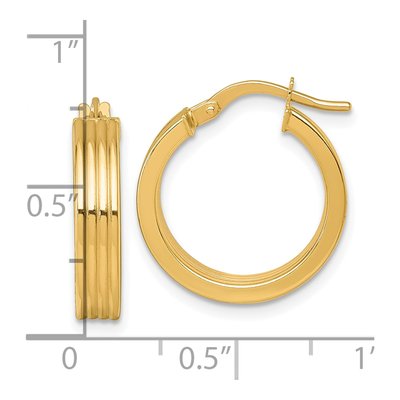 14K Yellow Gold 19mm Grooved Tube Hoop Earrings – view 4