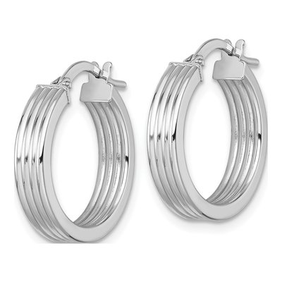 14K White Gold 20mm Grooved Tube Hoop Earrings – view 3