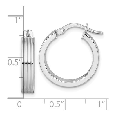 14K White Gold 20mm Grooved Tube Hoop Earrings – view 4