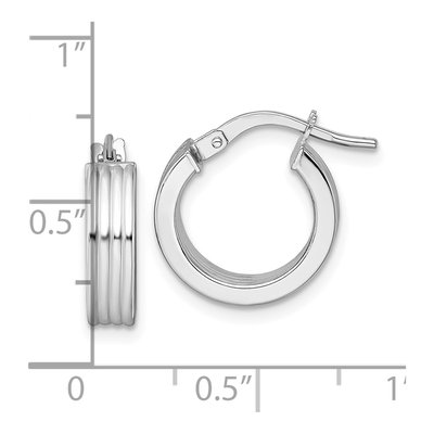 14K White Gold 16mm Grooved Tube Hoop Earrings – view 4