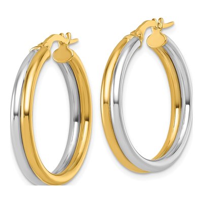 14K Yellow Gold 25mm Round Hoop Earrings – view 3