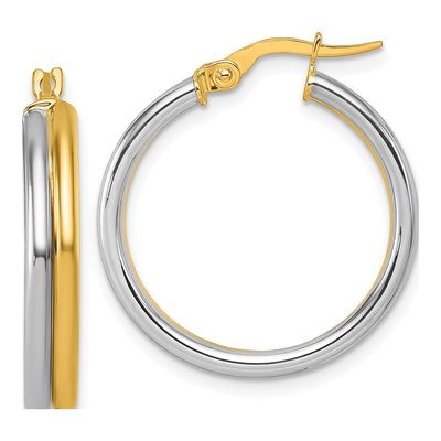14K Yellow Gold 25mm Round Hoop Earrings
