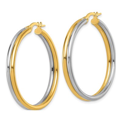 14K Yellow Gold 35mm Round Hoop Earrings – view 3